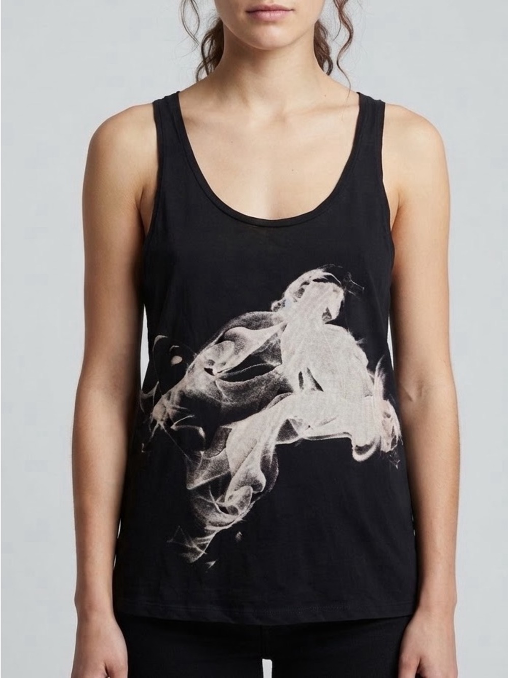 Aritzia Talula Smoke Print soft black tank top, women’s medium